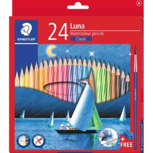Staedtler Luna Watercolor Pencils, Aqua, 24 Pieces