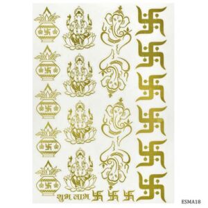 EP Sticker Metal Kalash 2 Design Ganesh Sawastik ESMA18