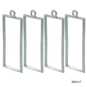 Diy Metal Imitation 4Pcs Silver Rectangle JRDA17