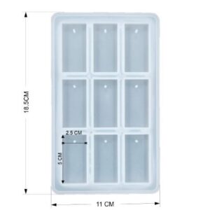 Silicone Mould 9 Cavity Rectangle with Keychain Hole