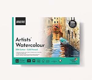 BRUSTRO Artist Watercolour Pad Cold Pressed 300 GSM 25% Cotton A4 - (12 + 4 Sheets) Sketch Pad  (16 Sheets)