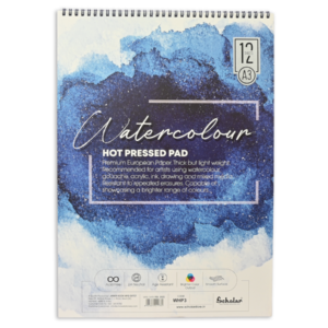 Scholar 300 Gsm Watercolour Hot Pressed Paper Pads - Wire Bound (Smooth Surface) (12 Sheets) (WHP)