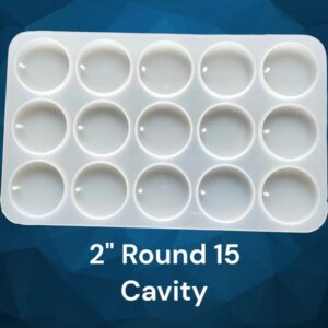 Silicone 15 Cavity keychain Mould 2 inch Round, For Resin Art Mould With Hole