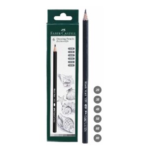 Faber Castell Drawing Pencils | Set of 6 | Graded (2B,3B,4B,5B,6B,8B)