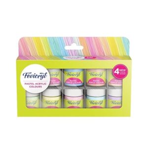 Fevicryl Acrylic Colour Pastel Kit | 10 Colours x 15 ml | DIY Paint, Rich Pigment | Multi-Surface | Non-Cracking Paint for Canvas, Wood, Leather, Ceramics, Metal