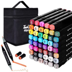 Alcohol Markers Art Markers Set Drawing Markers Dual Tip Fine & Chisel Alcohol Based Art Markers 48 Shades