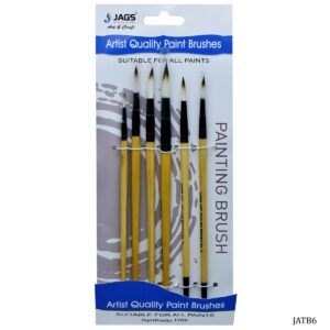 Jags Artist Taklon Brush 6Pcs 2/4/6/8/10/12