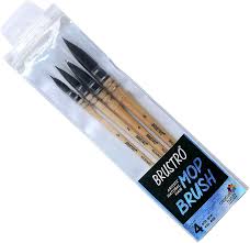 BRUSTRO Artists’ Natural Hair MOP Brush Set of 4 (0, 2, 4, 8)