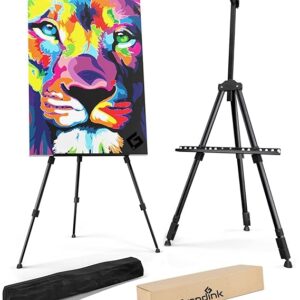 Metal Easel Portable Lightweight Tripod Easel for Professional Artists, Metal Display Easel Stand with Adjustable Height for Painting, Display and Advertising Purposes - 5 FT (Up to 32 Inch Canvas