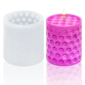 3D Cylindrical Silicone Bubble Candle Mould | Size: 7x7x7.5 cm