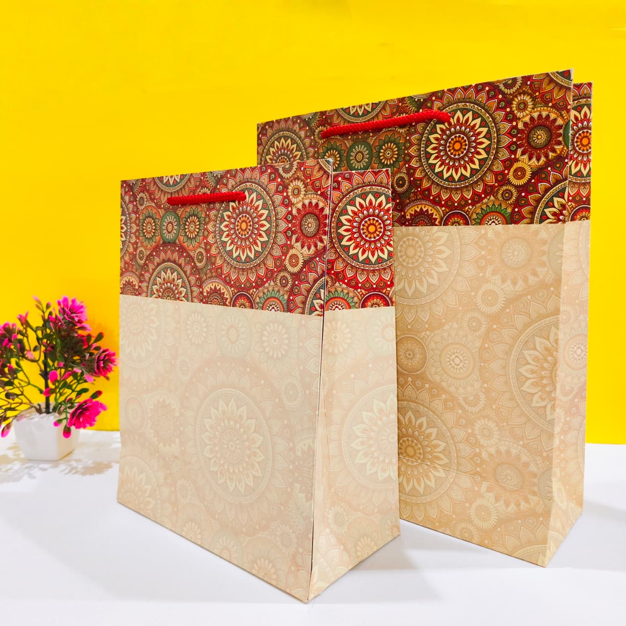 Cream Bag with Red Border
