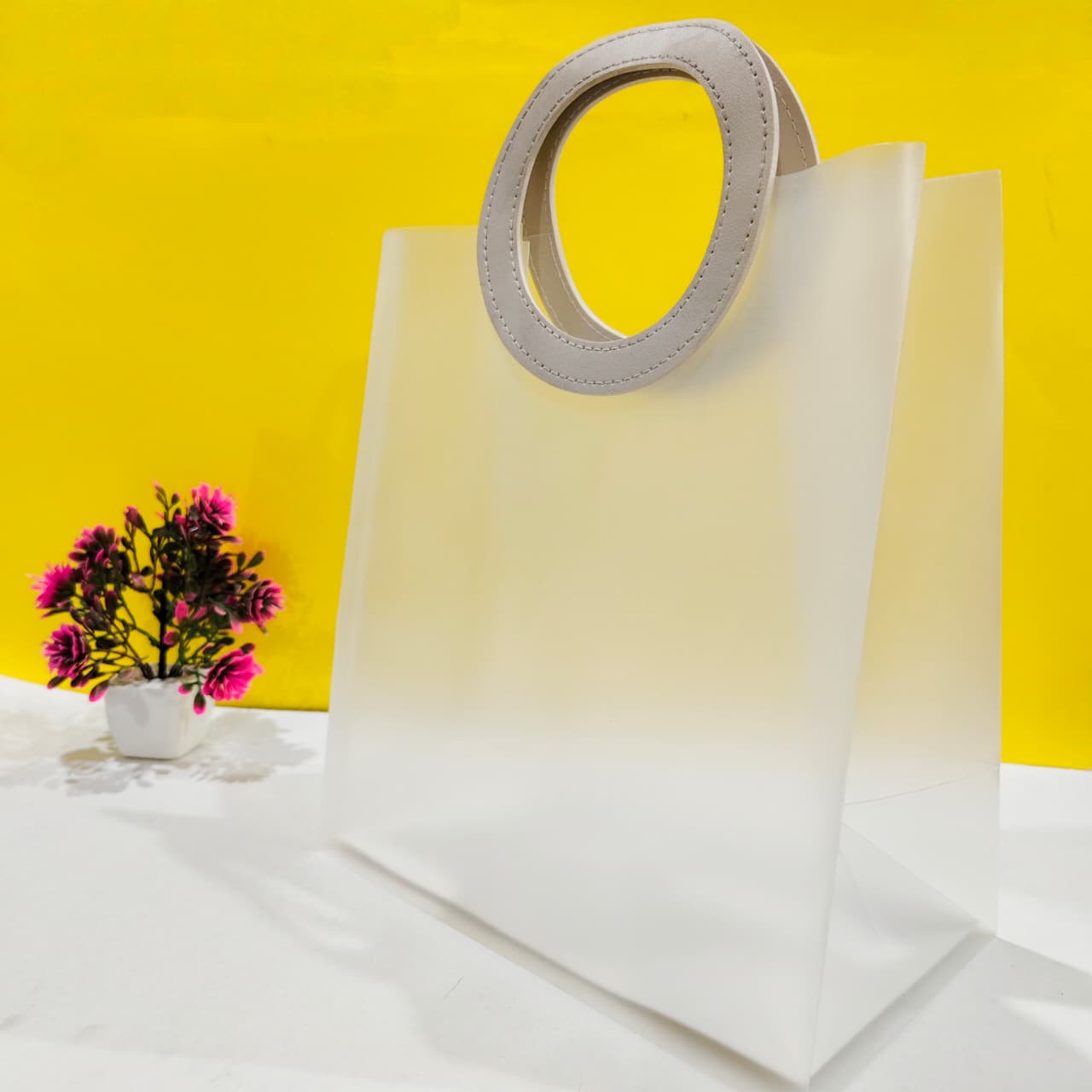 Frosted Bag with Round Silver Handle